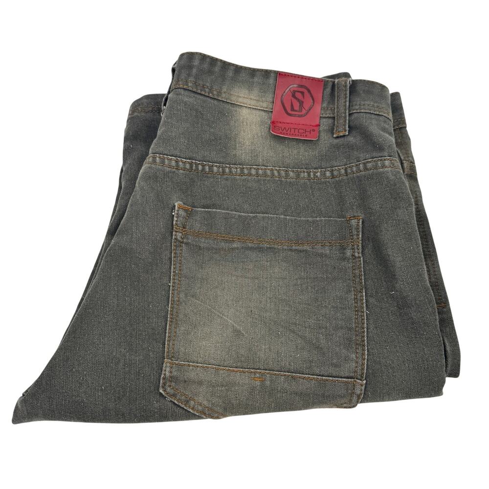 Switch Remarkable Shorts Mens 40 (41x14 ACTUAL) Gray Denim Moto Jean Short Jorts